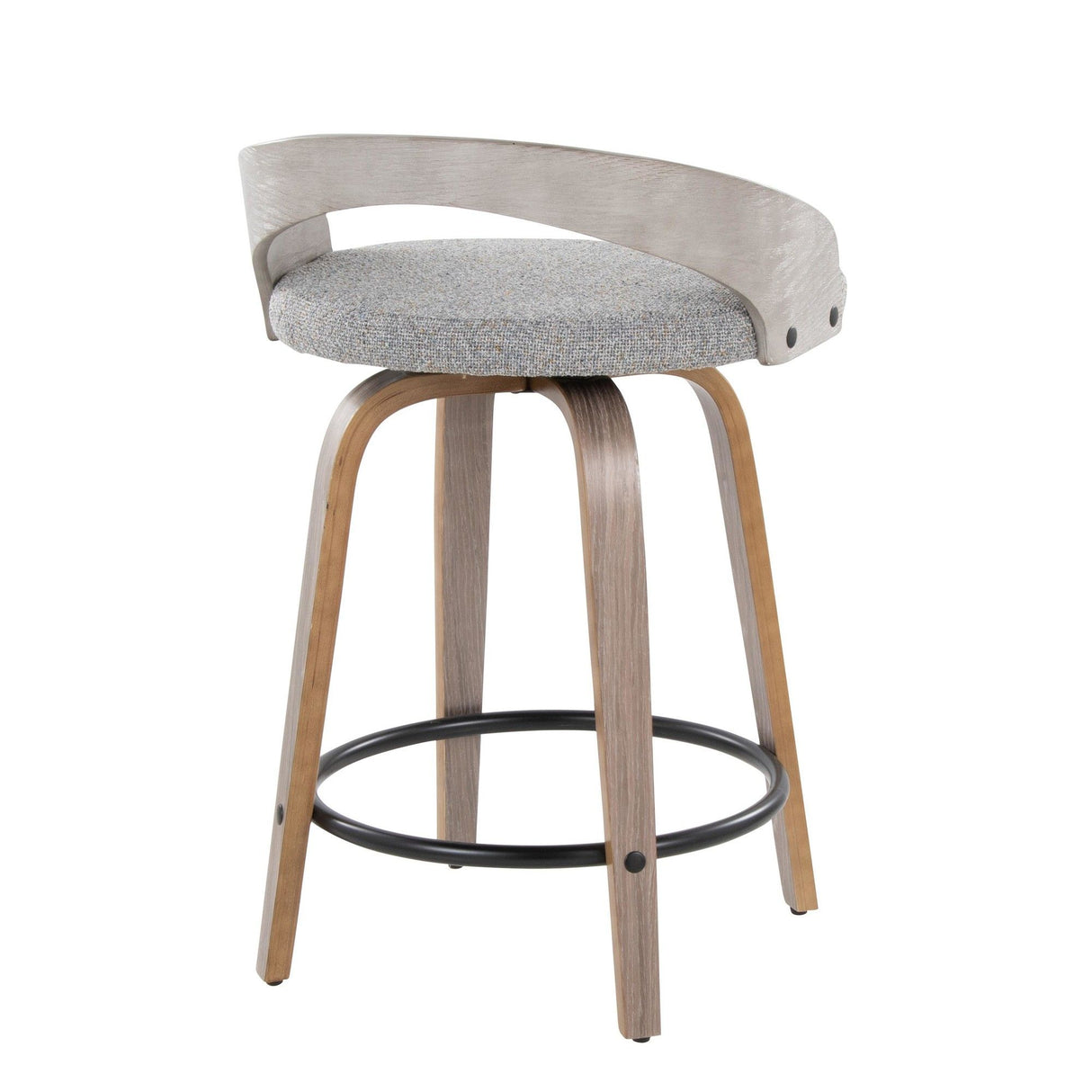 Grotto - Fixed-Height Swivel Counter Stool With Light Gray Wood (Set of 2)