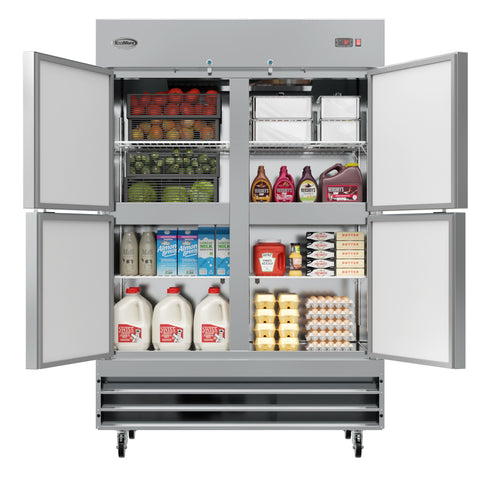54 in. Commercial Stainless Steel Solid Half Door Reach-In Refrigerator 47 cu. ft. RIR-2D-SSHD