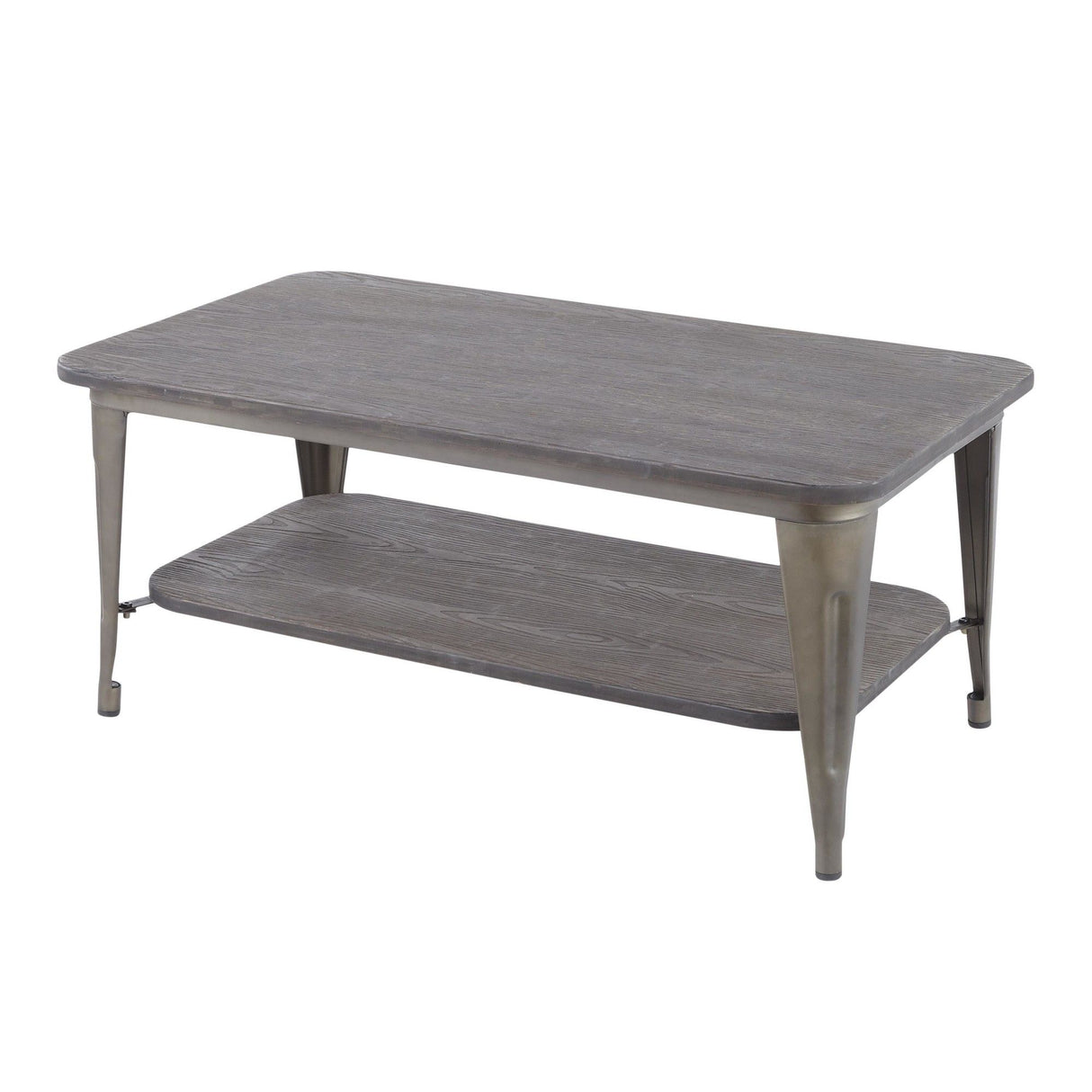 Oregon - Coffee Table - Antique Metal And Espresso Wood-grain Pressed Bamboo