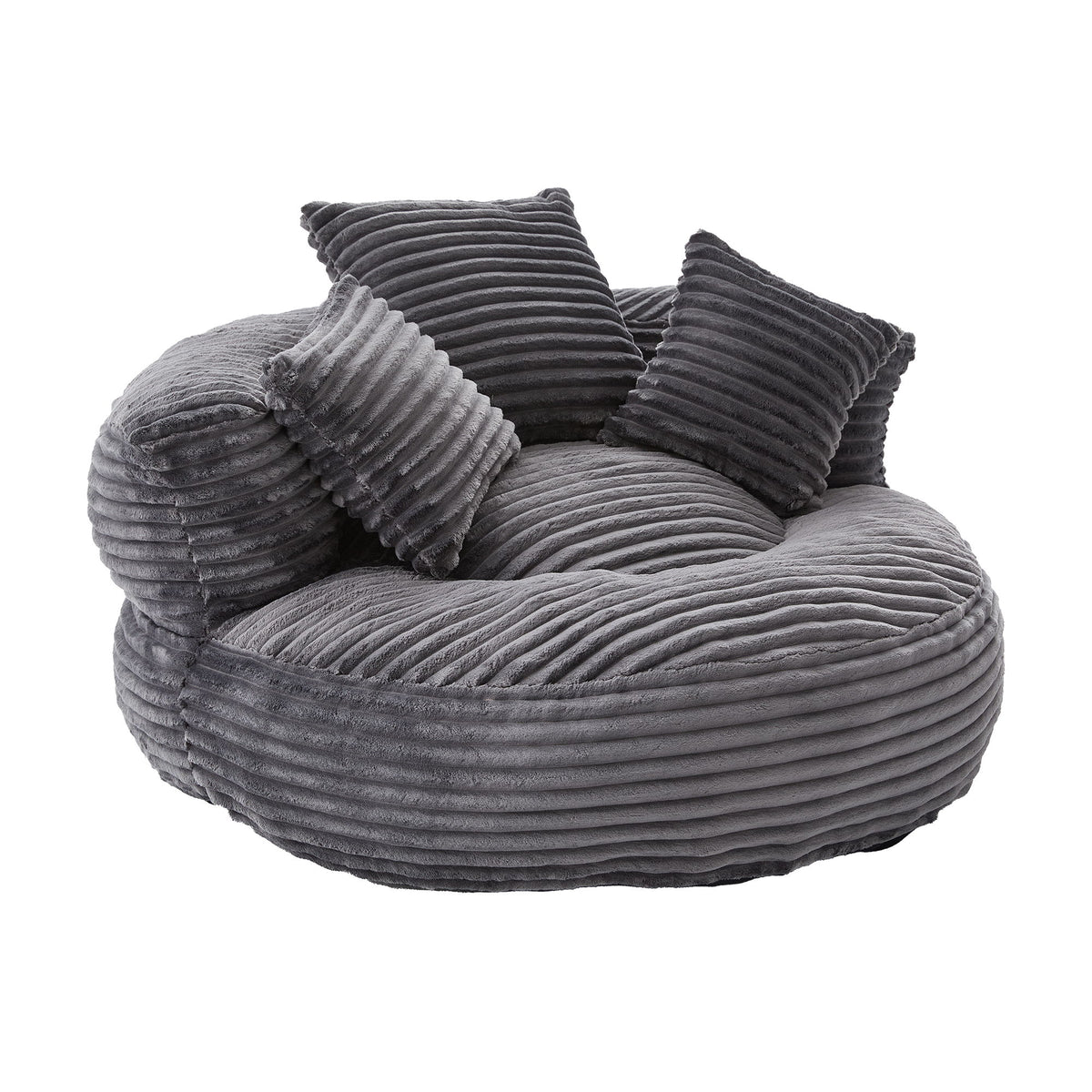 Oversized Bean Bag Chair With 3 Pillows & Armrest - Dark Gray