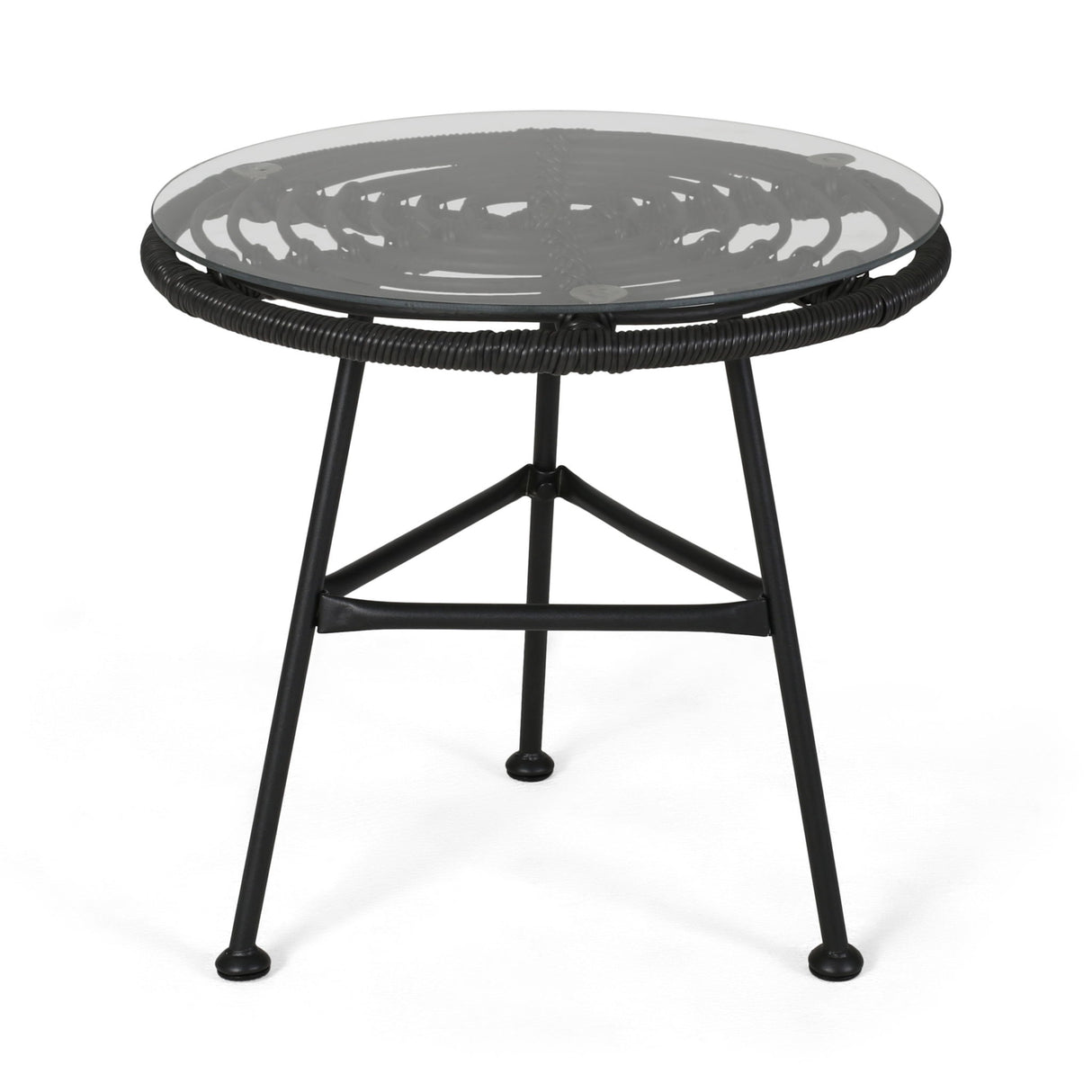 Petrichor - Outdoor Side Table With Tempered Glass And Steel Frame