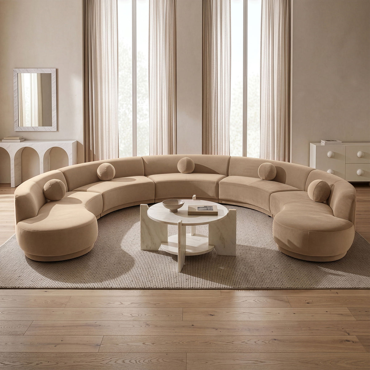 Avra - 192" Velvet Performance Fabric Upholstered Sectional