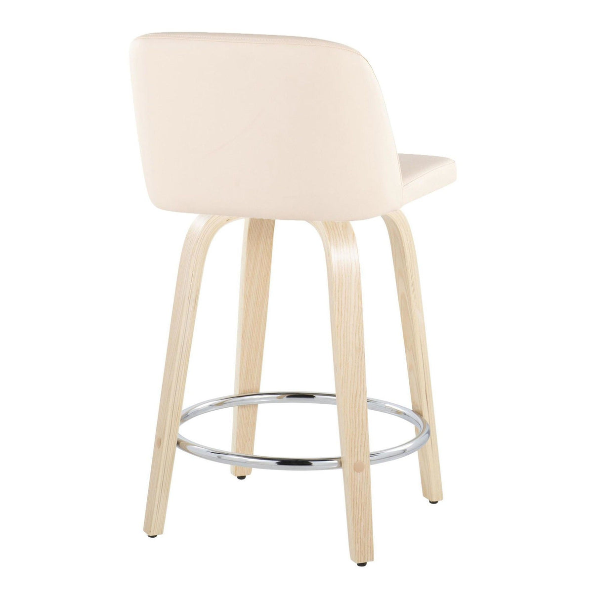 Toriano - 24" Fixed-Height Counter Stool (Set of 2) - Natural & Chrome Round Base