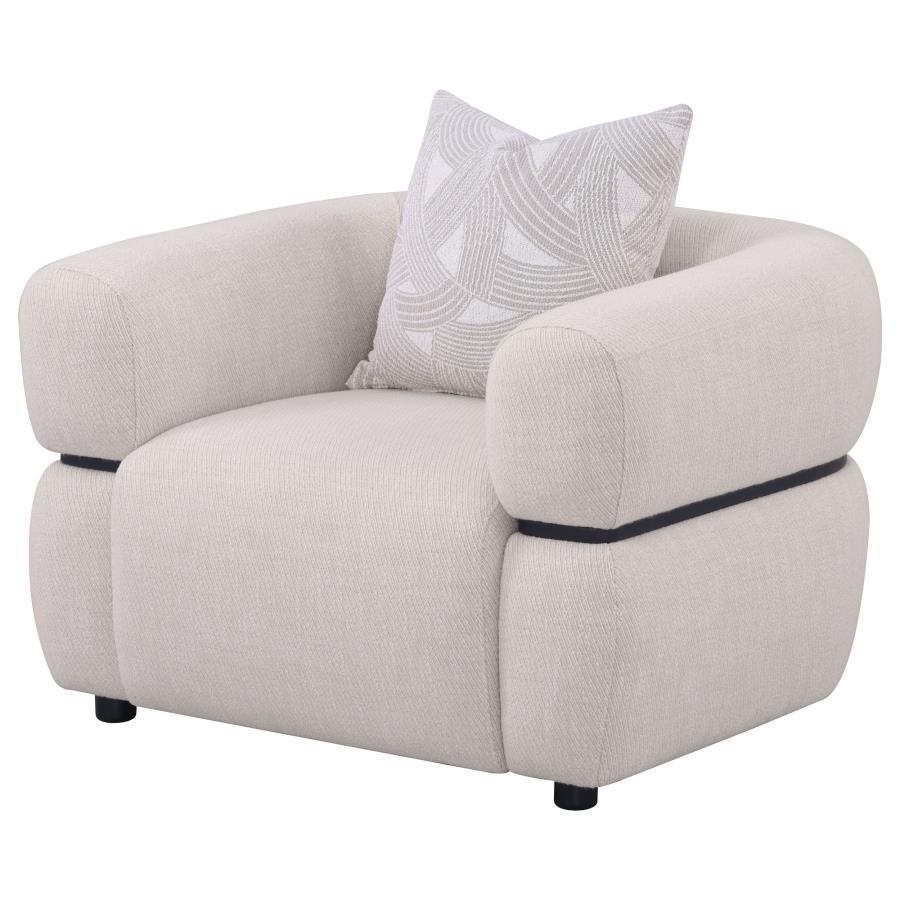 Jeanette - Fabric Upholstered Round Arm Accent Chair - Beige