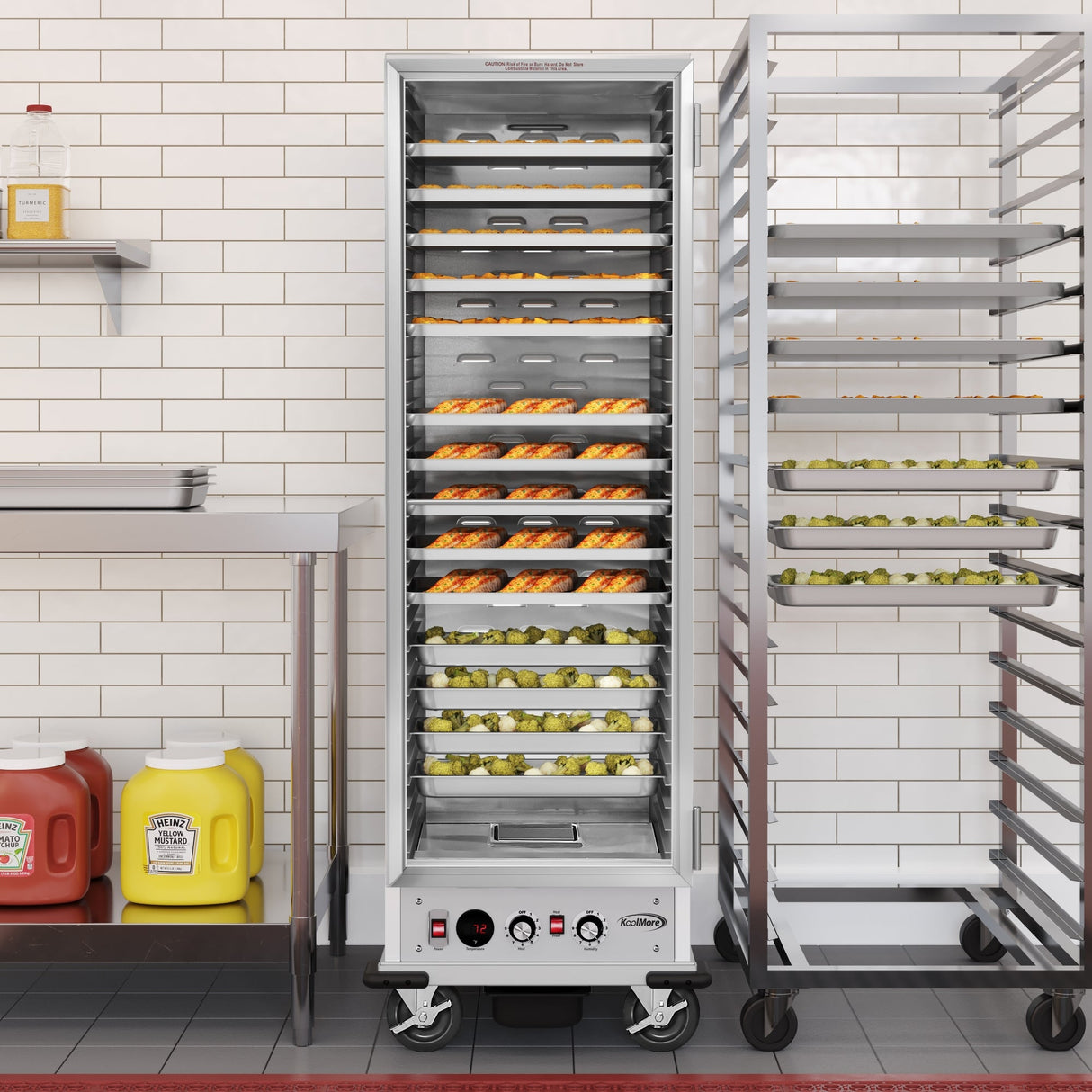 33 in. Commercial Non-Insulated Glass Door Heated Holding/Proofing Cabinet with 36-Pan Capacity in Silver (KM-CHP36-SNGL)