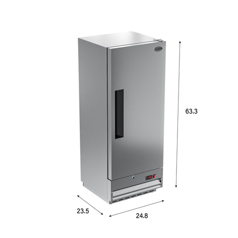 25 in. Commercial Stainless Steel 1-Door Reach-In Freezer, 12 cu. ft. RIF-1D-SS12C