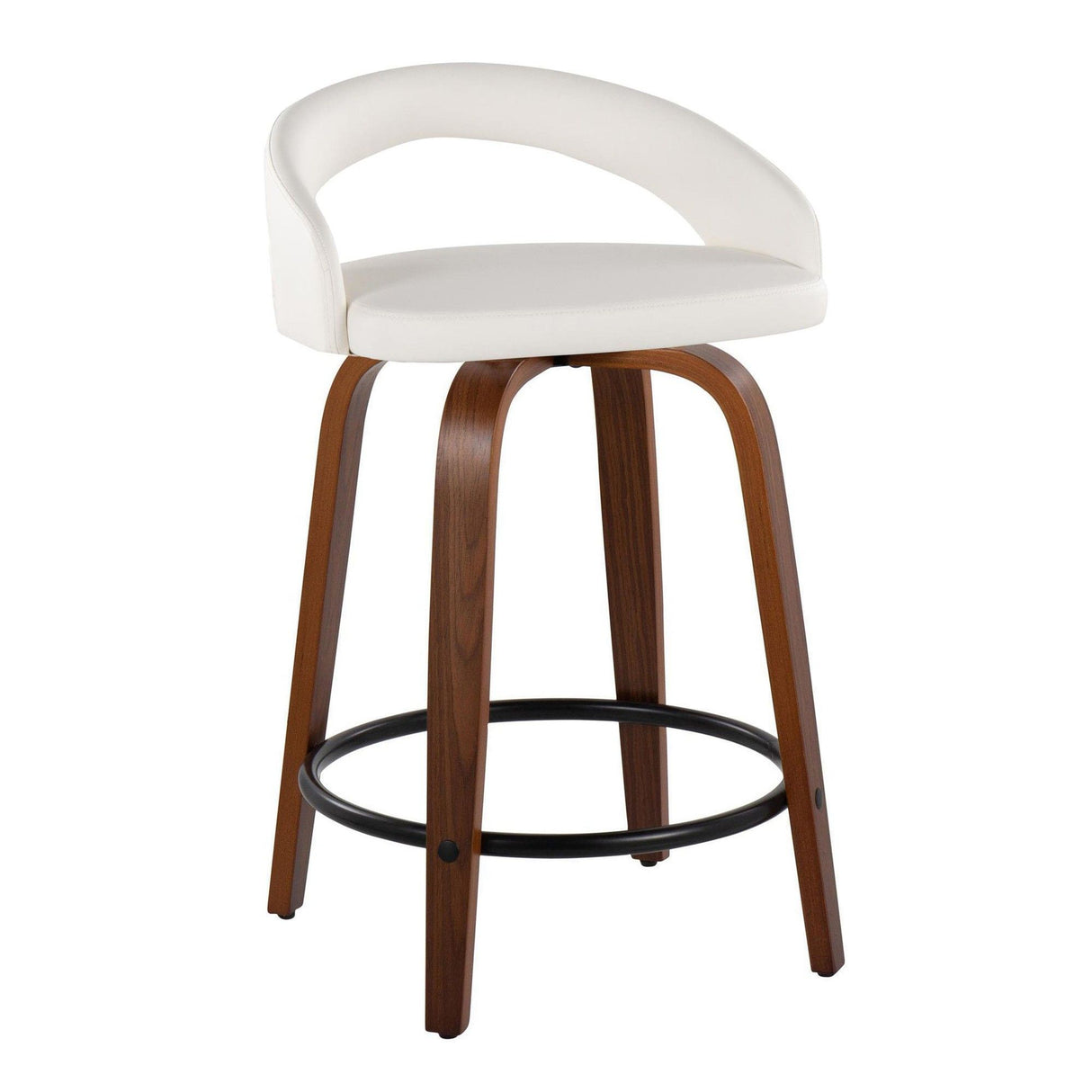Grotto - 31" Upholstered Fixed-Height Counter Stool (Set of 2) - Walnut Wood Base