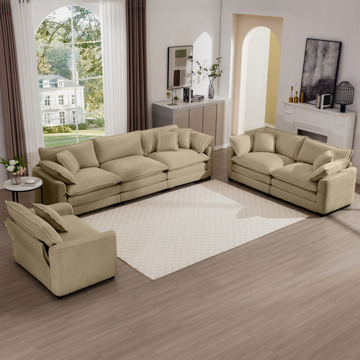 Elegant Oversized Sectional Sofa Set With Deep Seats And Flexible Layout