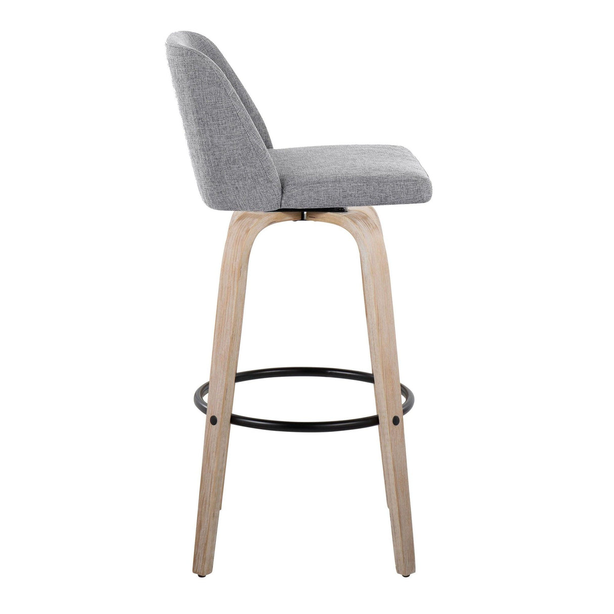 Toriano - 30" Fixed-Height Barstool (Set of 2) - White Wash And Black Round Base