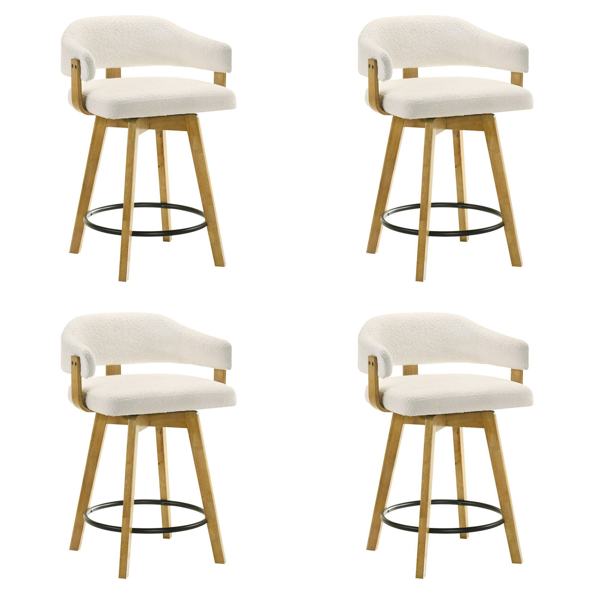Callah - Contemporary Natural Wood Counter Height Kitchen Bar Stool