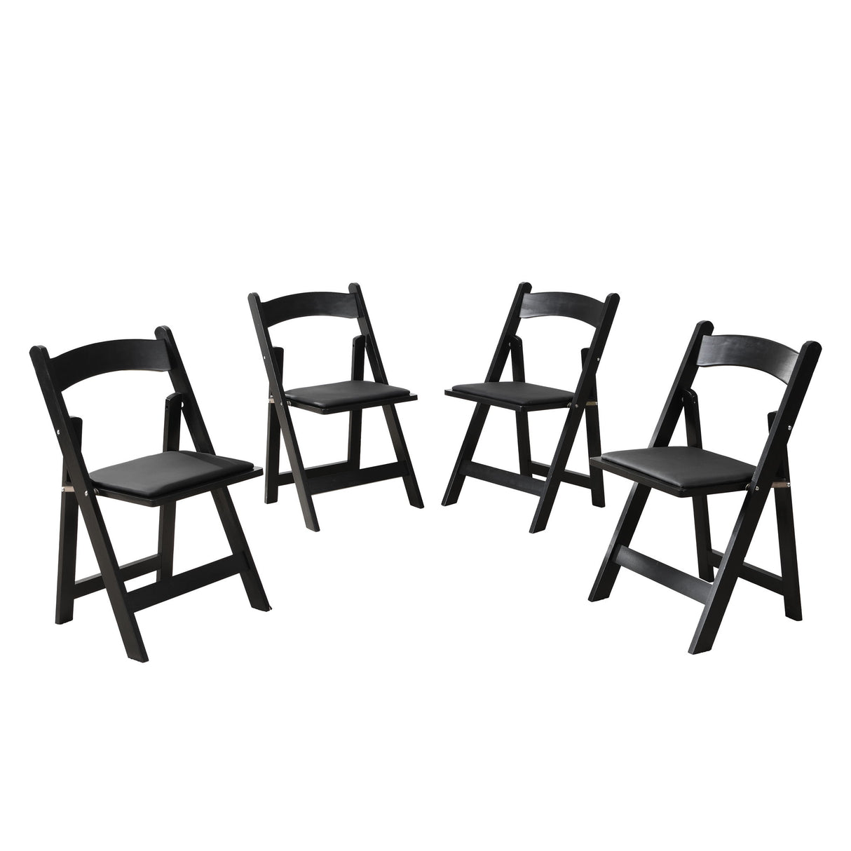 Solid Wood Upholstered Folding Chair Set, Dining Room (Set of 4)