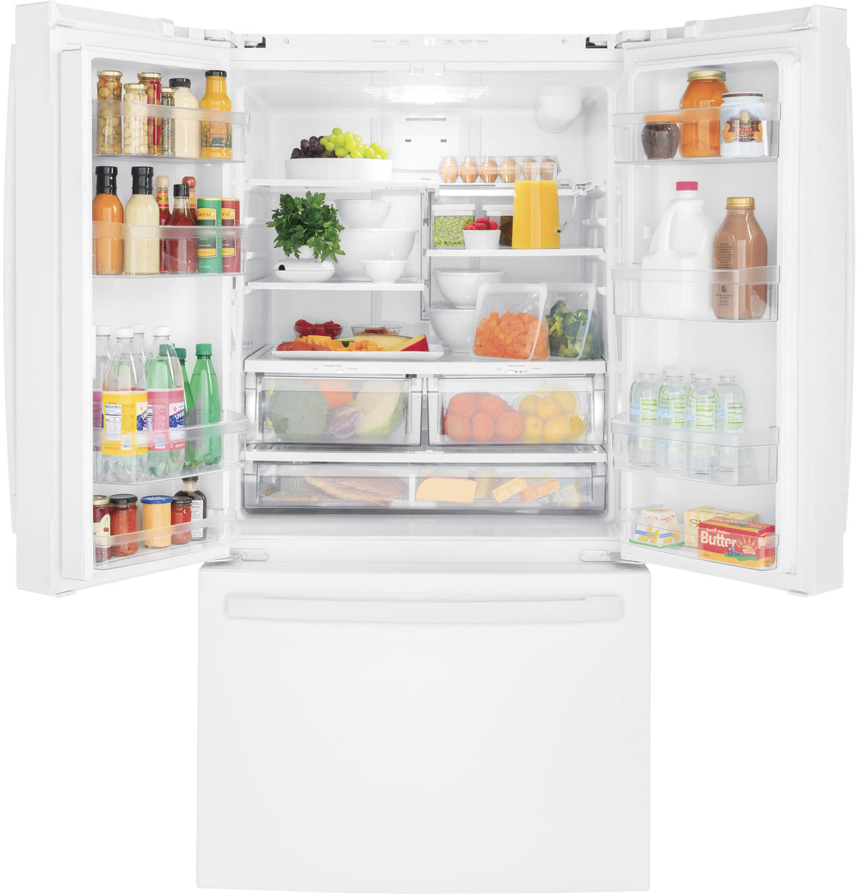 GE(R) ENERGY STAR(R) 27.0 Cu. Ft. French-Door Refrigerator with Internal Water Dispenser - White- (GNE27JGMWW)