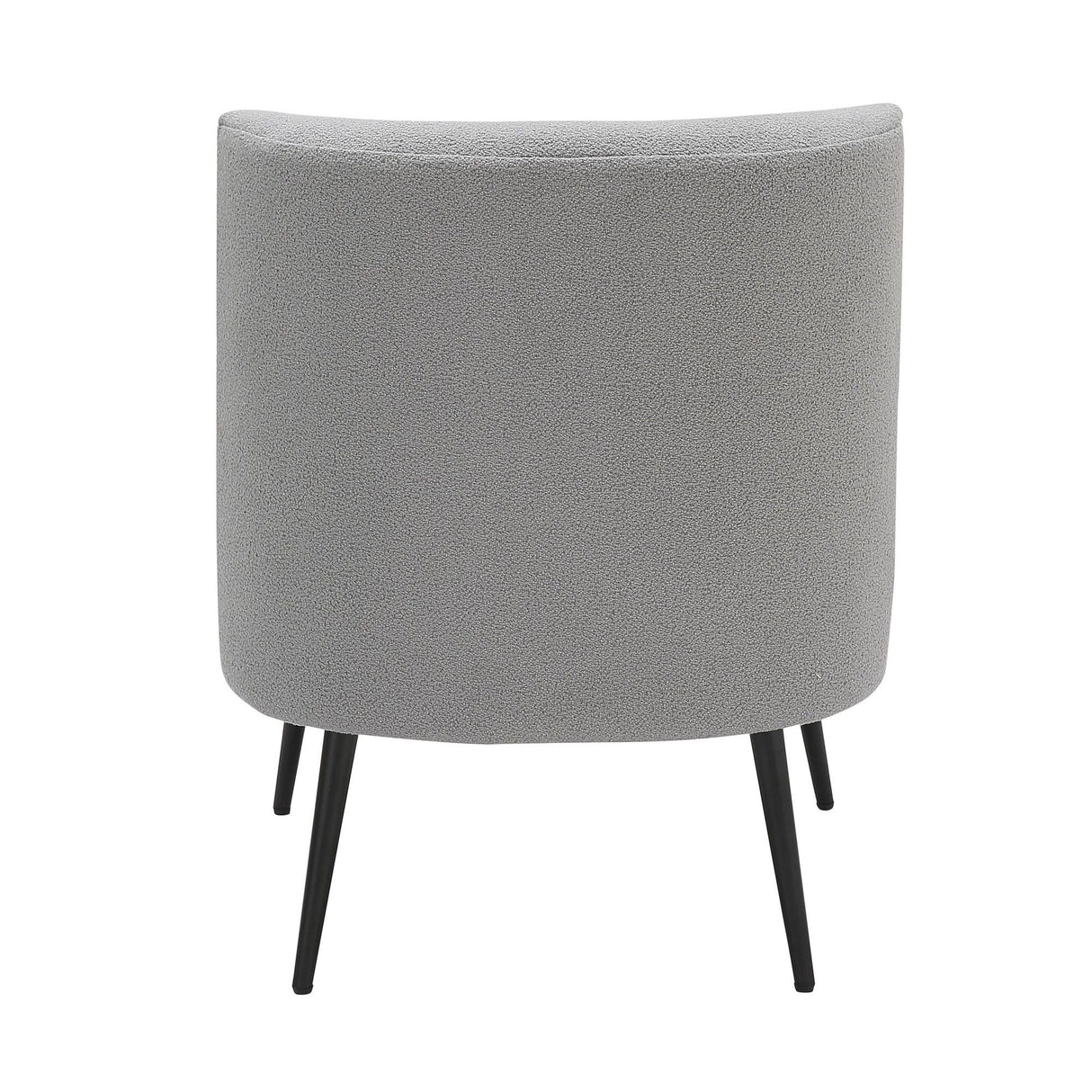 Luna - Contemporary Slipper Chair - Black Metal And Light Gray Sherpa Fabric