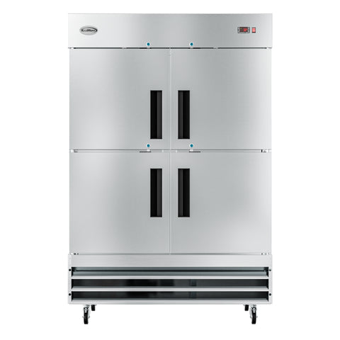 54 in. Commercial Stainless Steel Solid Half Door Reach-In Refrigerator 47 cu. ft. RIR-2D-SSHD