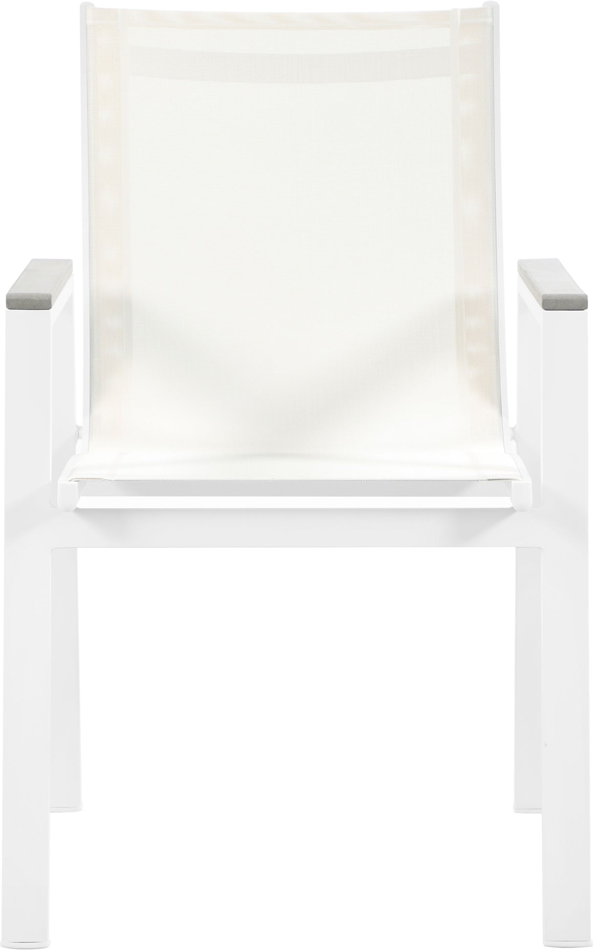 Nizuc - Outdoor Patio Dining Arm Chair With White Frame And Gray Arms (Set of 2)