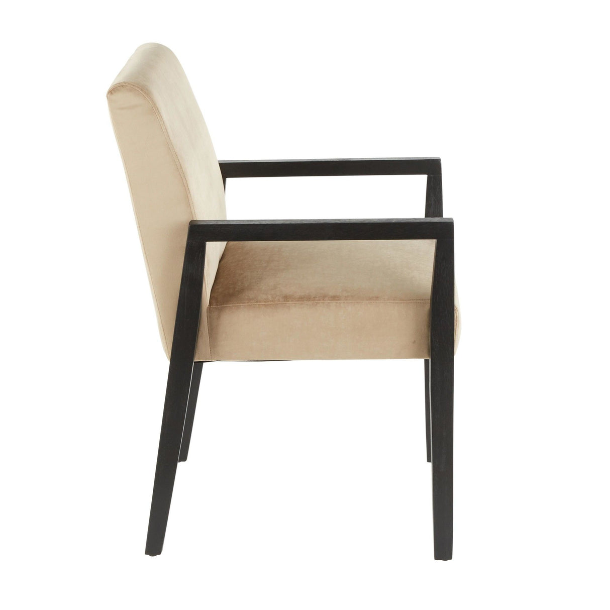 Carmen - Arm Chair - Black Wood And Crushed Light Brown Velvet (Set of 2)