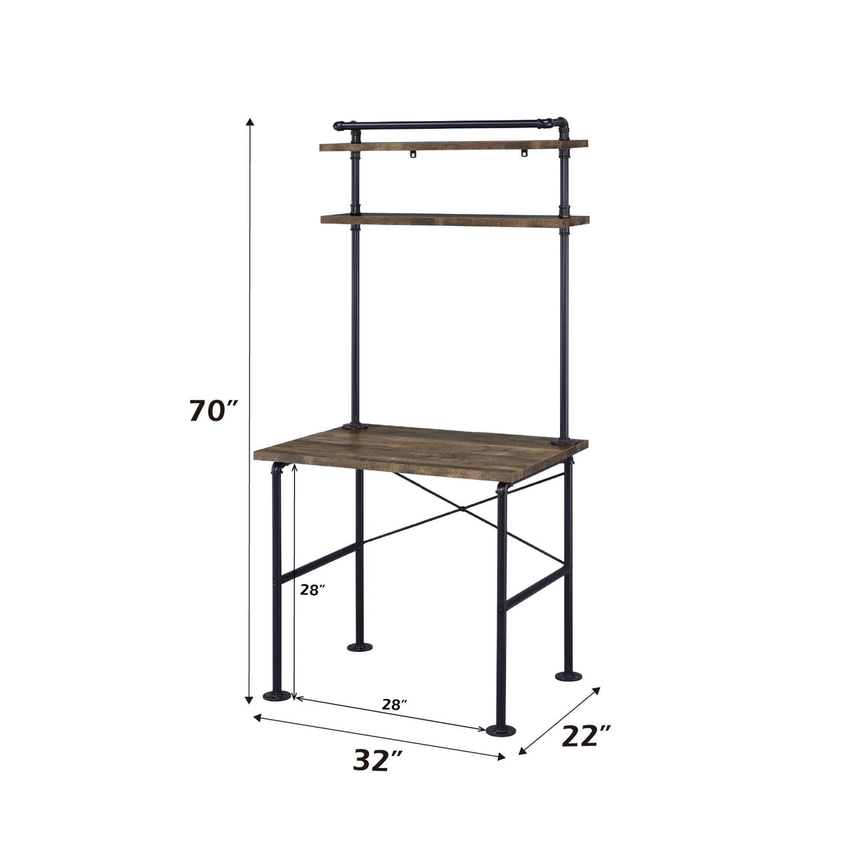 Ensata - Writing Desk - Rustic Oak & Black