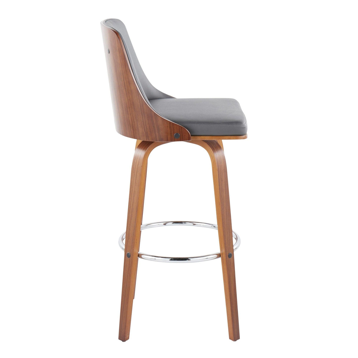 Gianna - 30" Fixed-Height Barstool (Set of 2) - Walnut Wood With Round Footrest