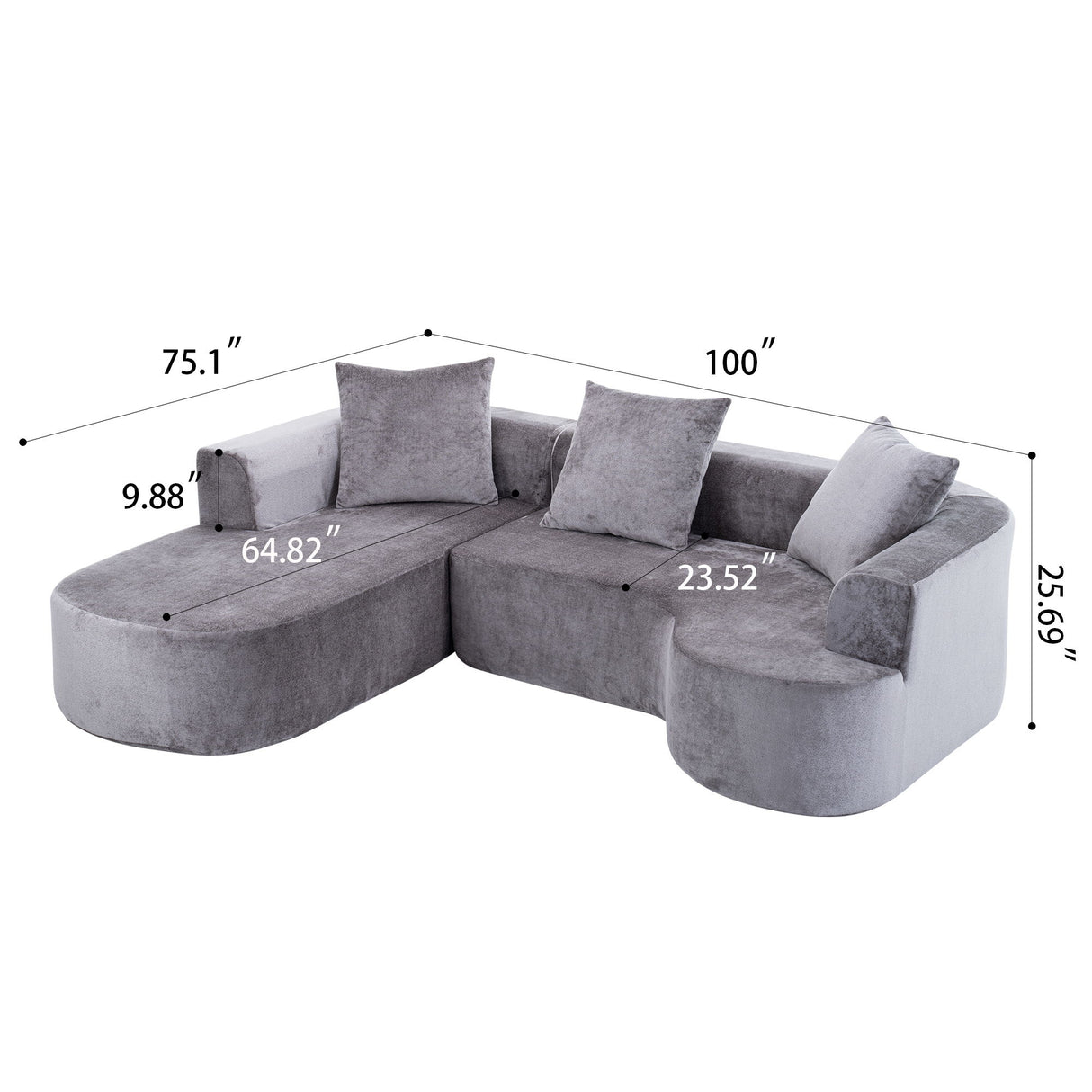 Modular Sectional Sofa With L Shape Chaise With Deep Seat