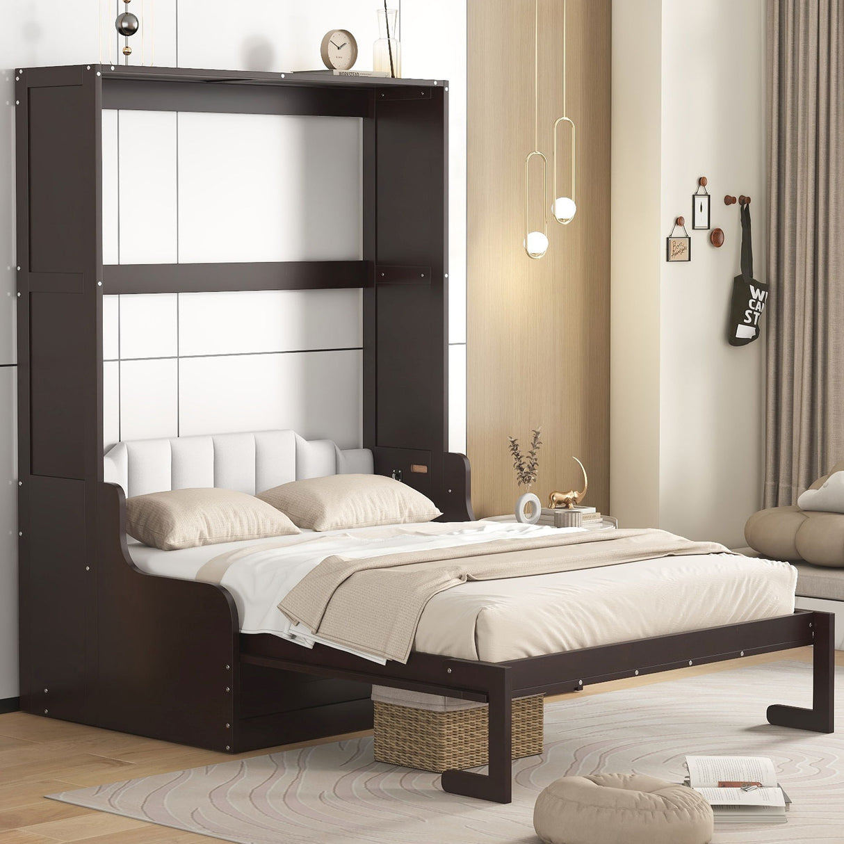 Murphy Wall Bed With Cushion, Space Saving Design, And Construction