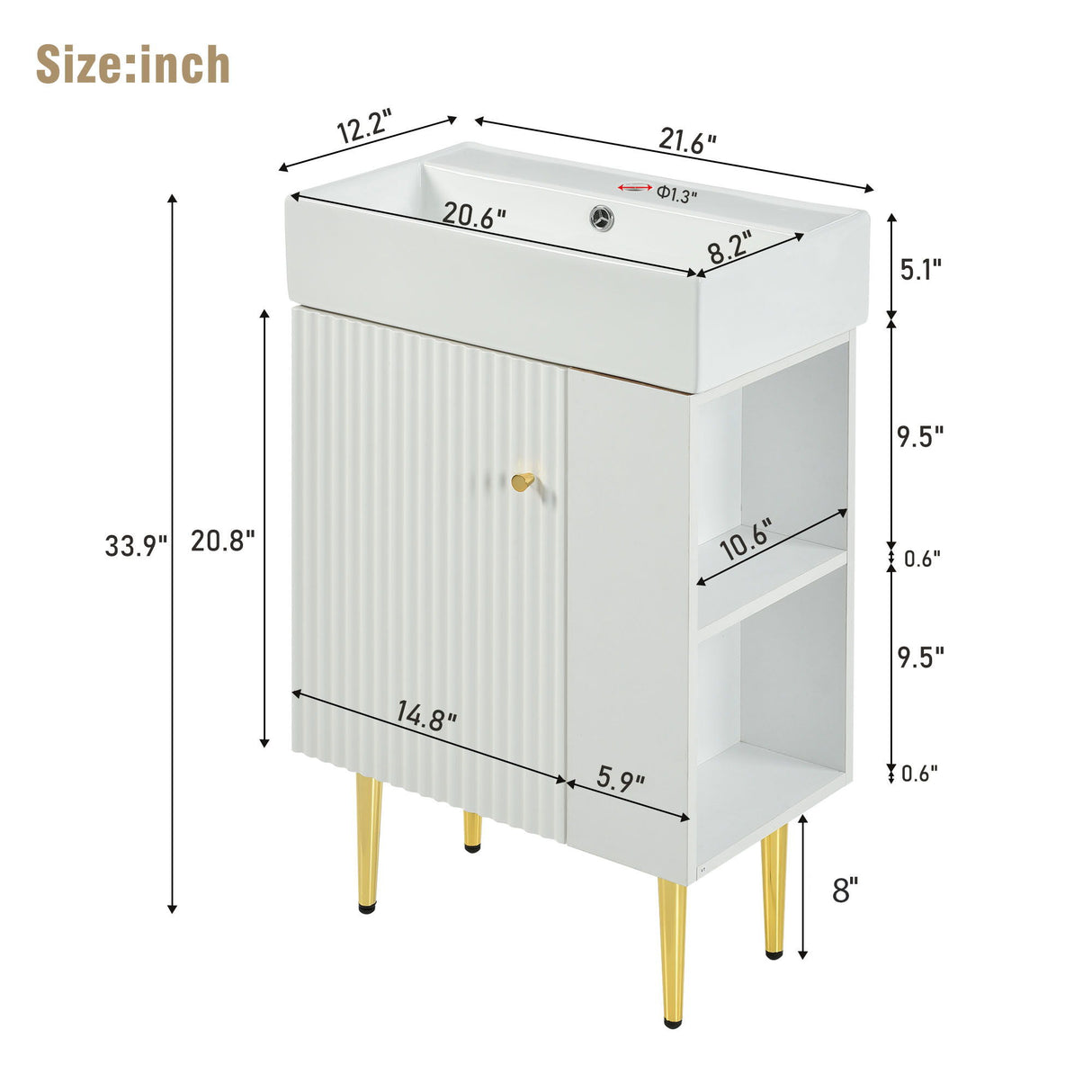 Bathroom Vanity, Combo Cabinet, Bathroom Storage Cabinet, Single Ceramic Sink