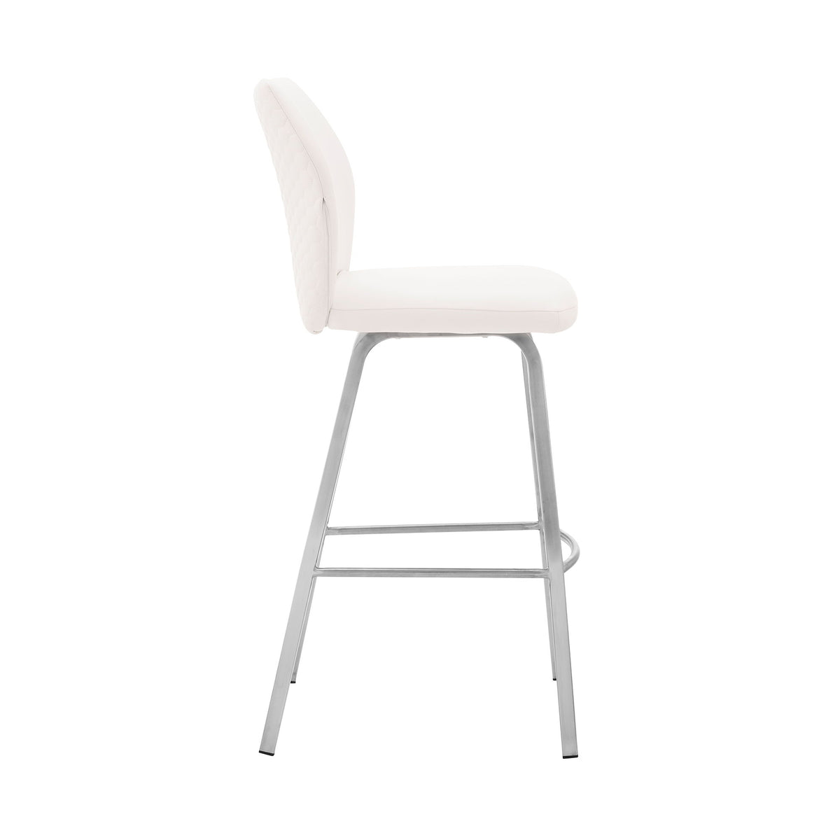 Tandy - Faux Leather And Brushed Stainless Steel 26" Counter Stool (Set of 2) - White
