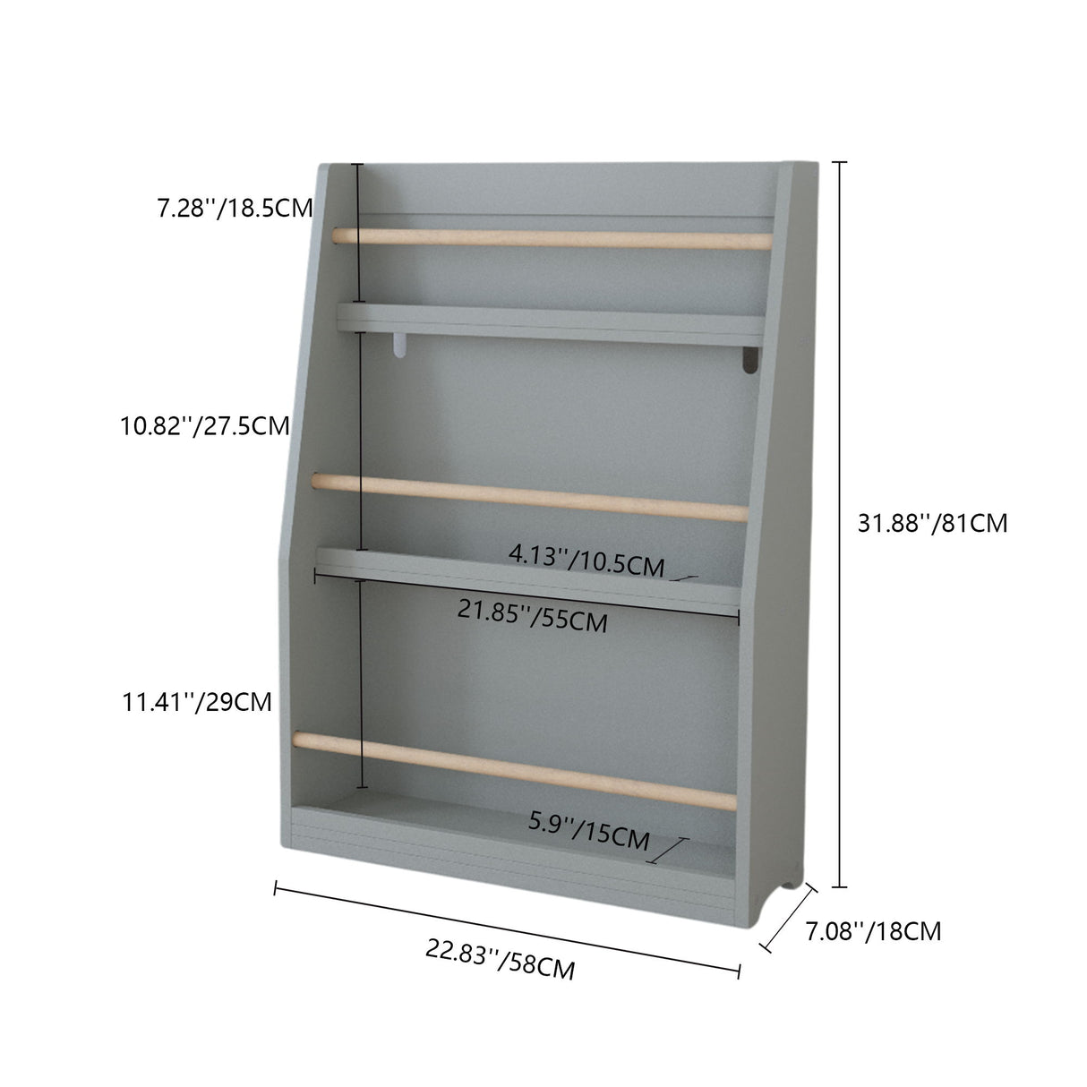 3 Tier Book Shelf, Compact Storage For Bedrooms