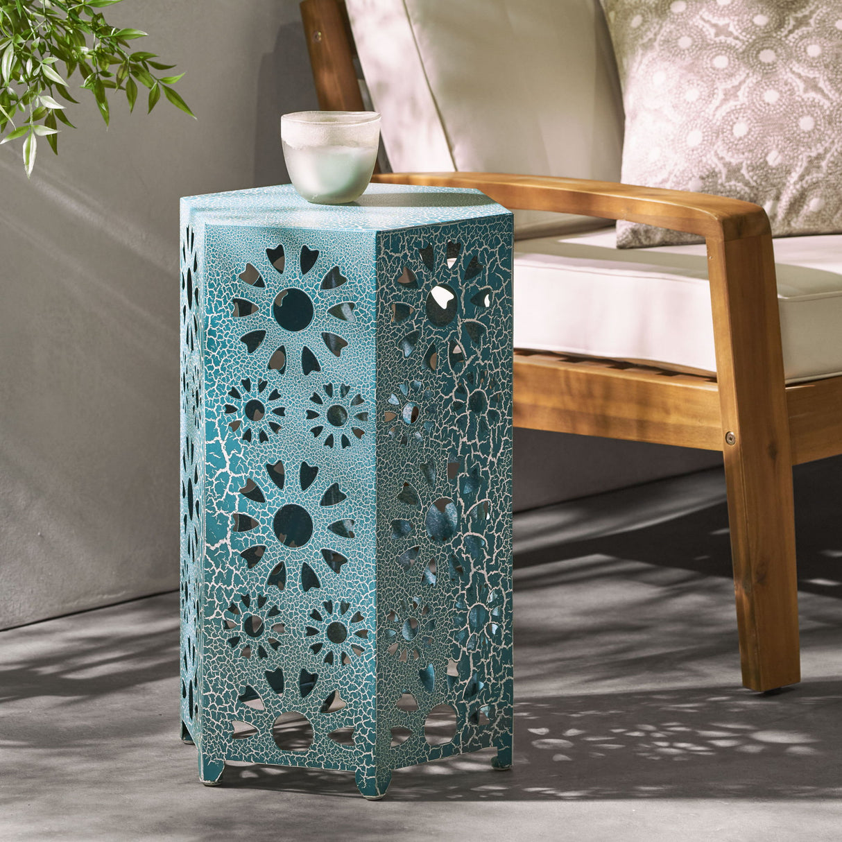 Galore - Side Table With Sunburst Cut Out Design