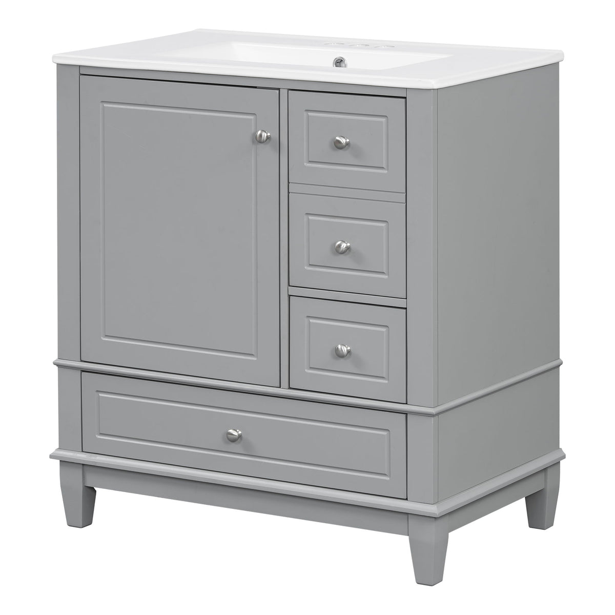 Freestanding Bathroom Vanity With Sink, Soft Close Door, 3 Drawers