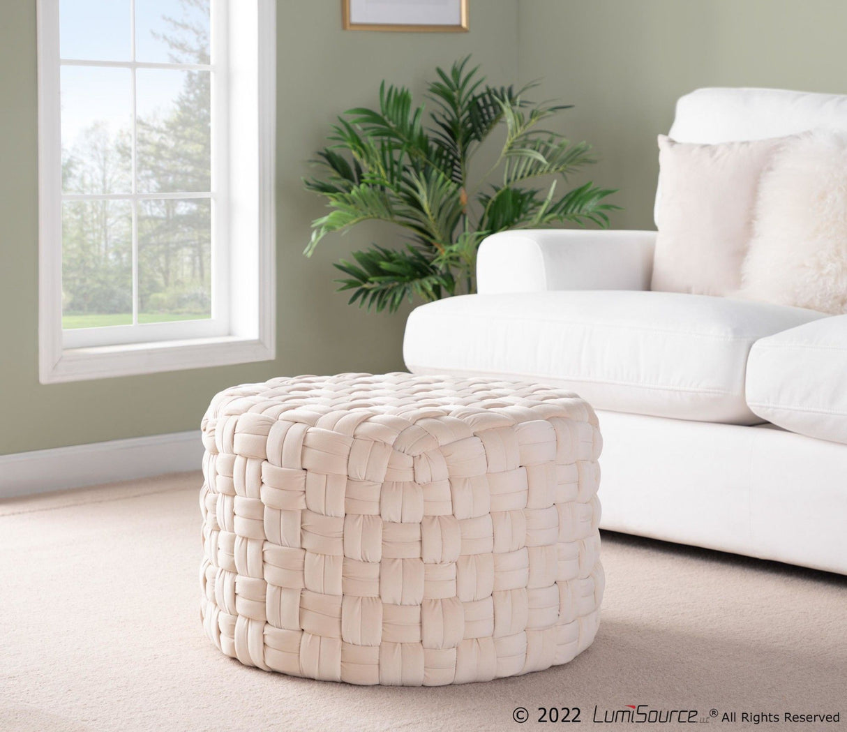 Braided - Round Velvet Ottoman