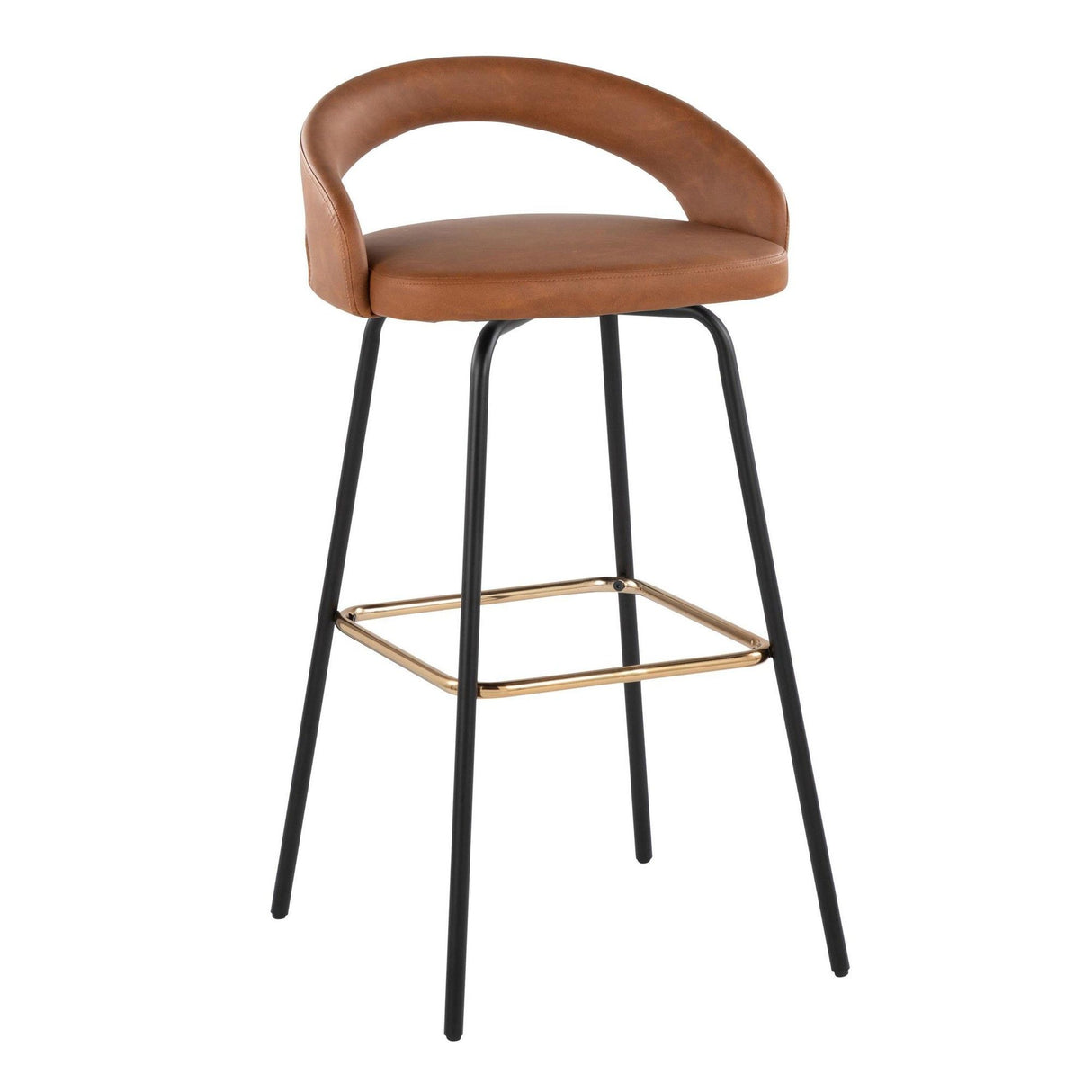 Grotto - Upholstered Fixed-Height Barstool - Black Metal