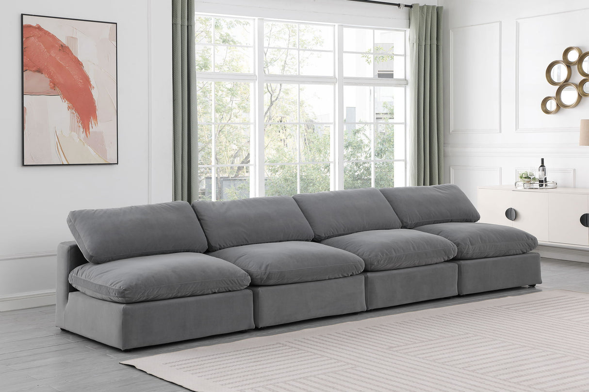 Comfy - Velvet Modular Armless Sofa 4 Seats