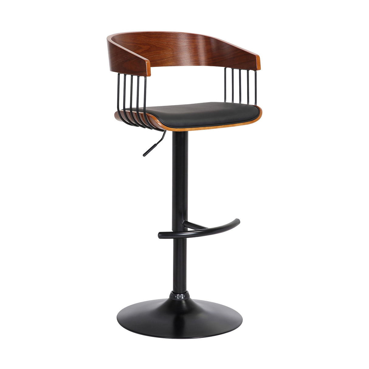 Larisa - Adjustable Walnut Bar Stool - Black / Black Metal