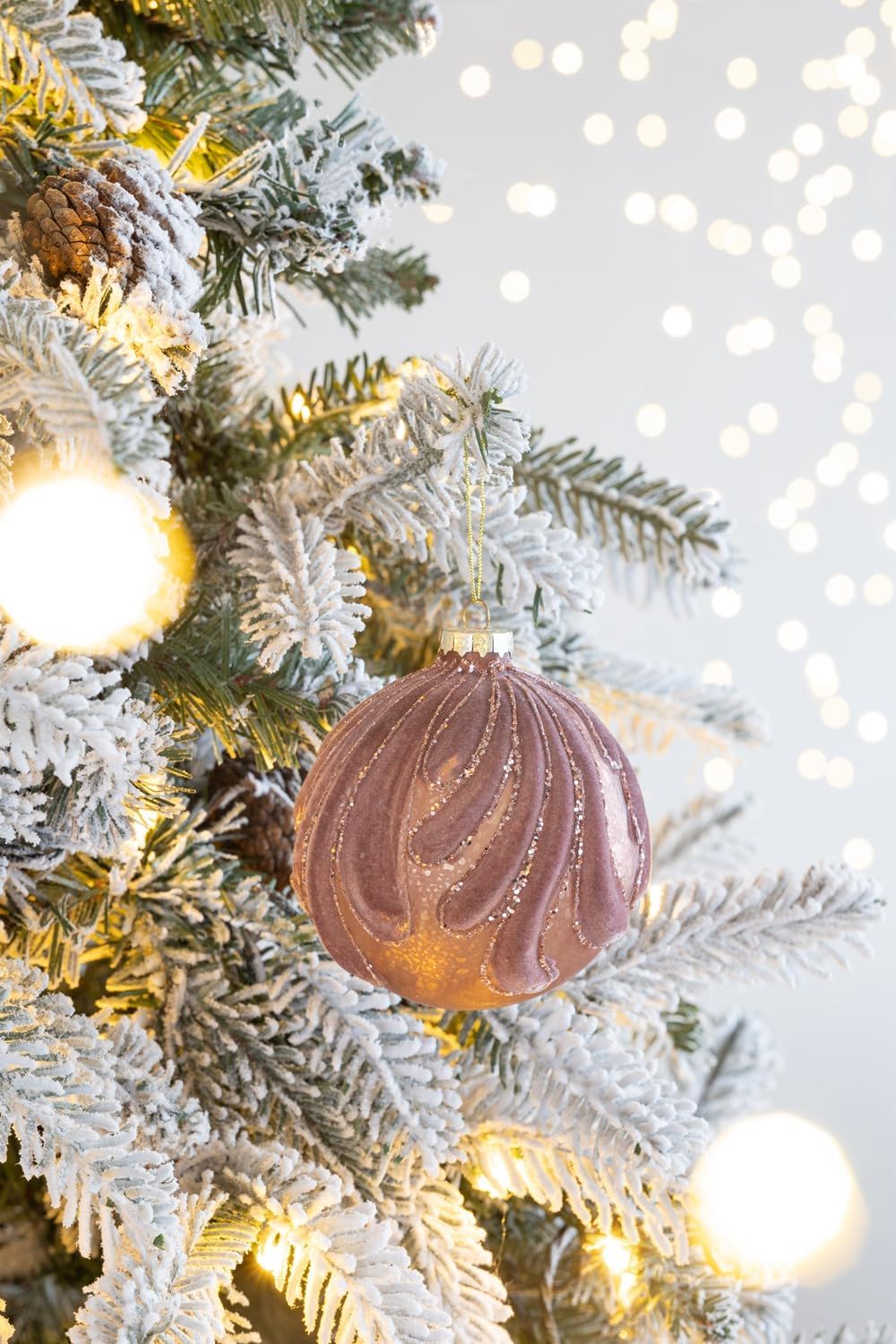 Christmas Ball Ornaments, Glass Decorative Hanging Ball Christmas Tree Ornaments For Holiday Party Decorations (Set of 6) - Purple