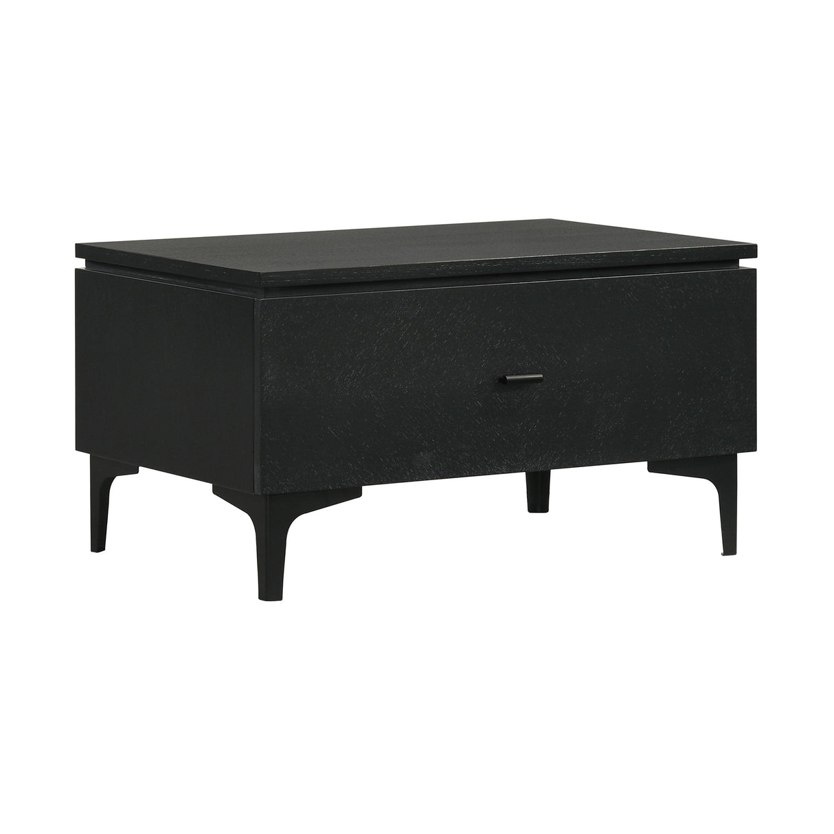Legend - 1 Drawer Nightstand With Metal Legs - Black Glaze Ash