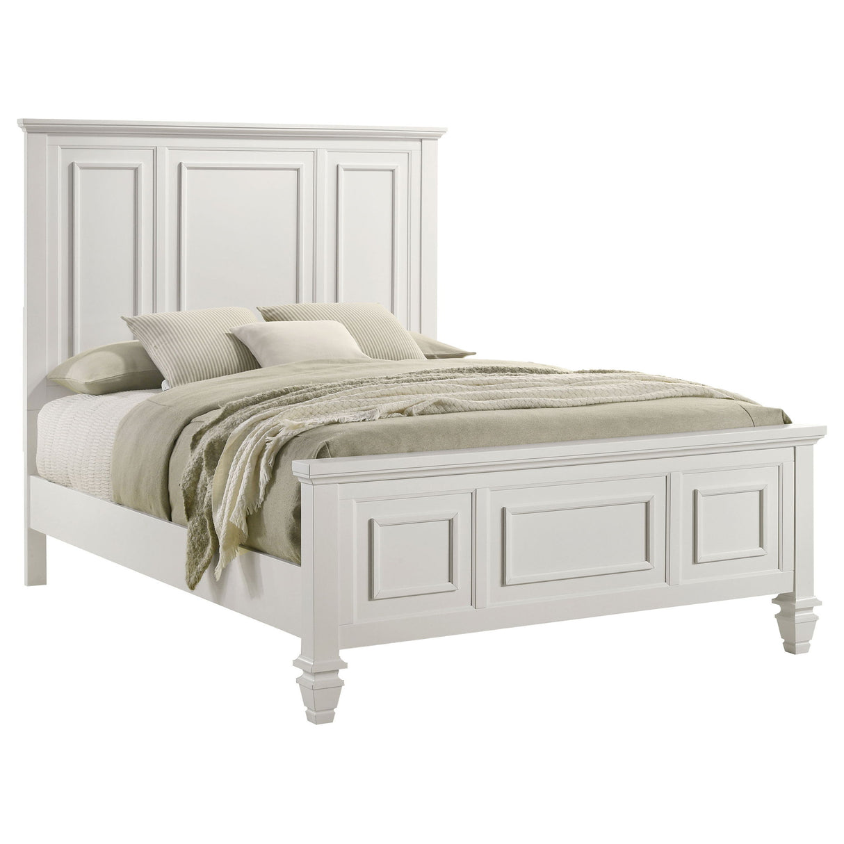 Copper - Queen Panel Bed With Structured Headboard And Slatted Design - White