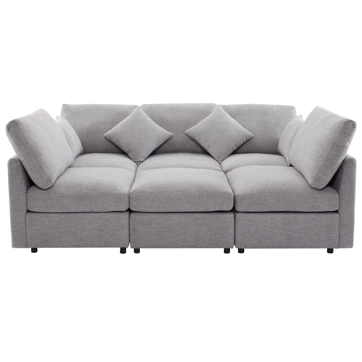 Sectional Sofa Modular U-Shaped With Ottoman & USB Ports