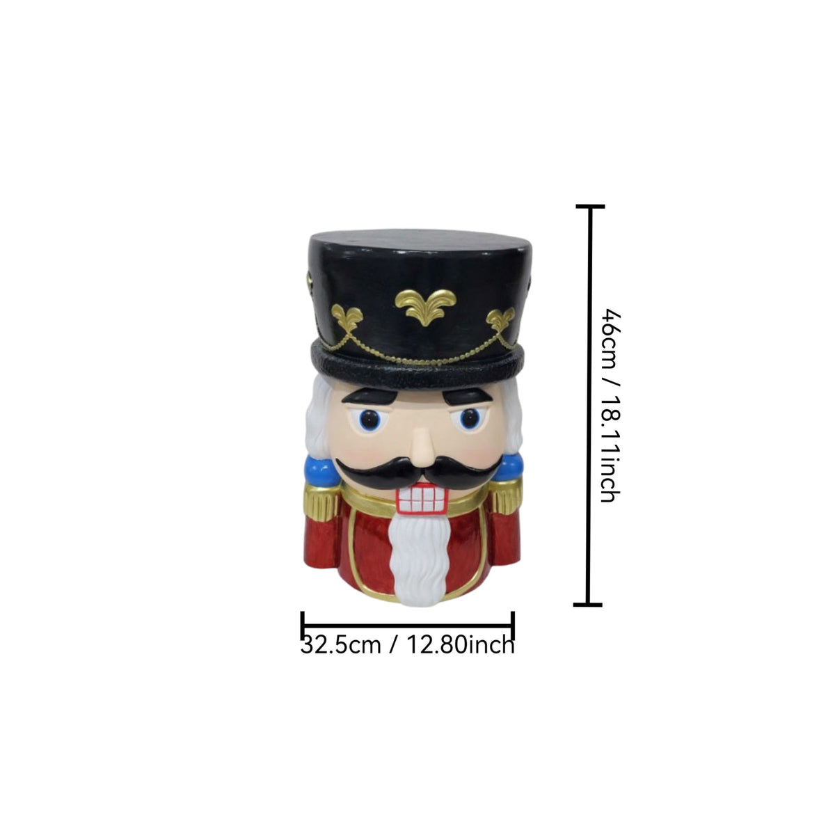 Classic Nutcracker Soldier Stool, Retro Christmas Decor Figurine Seat, Indoor Outdoor Use - Black / Red
