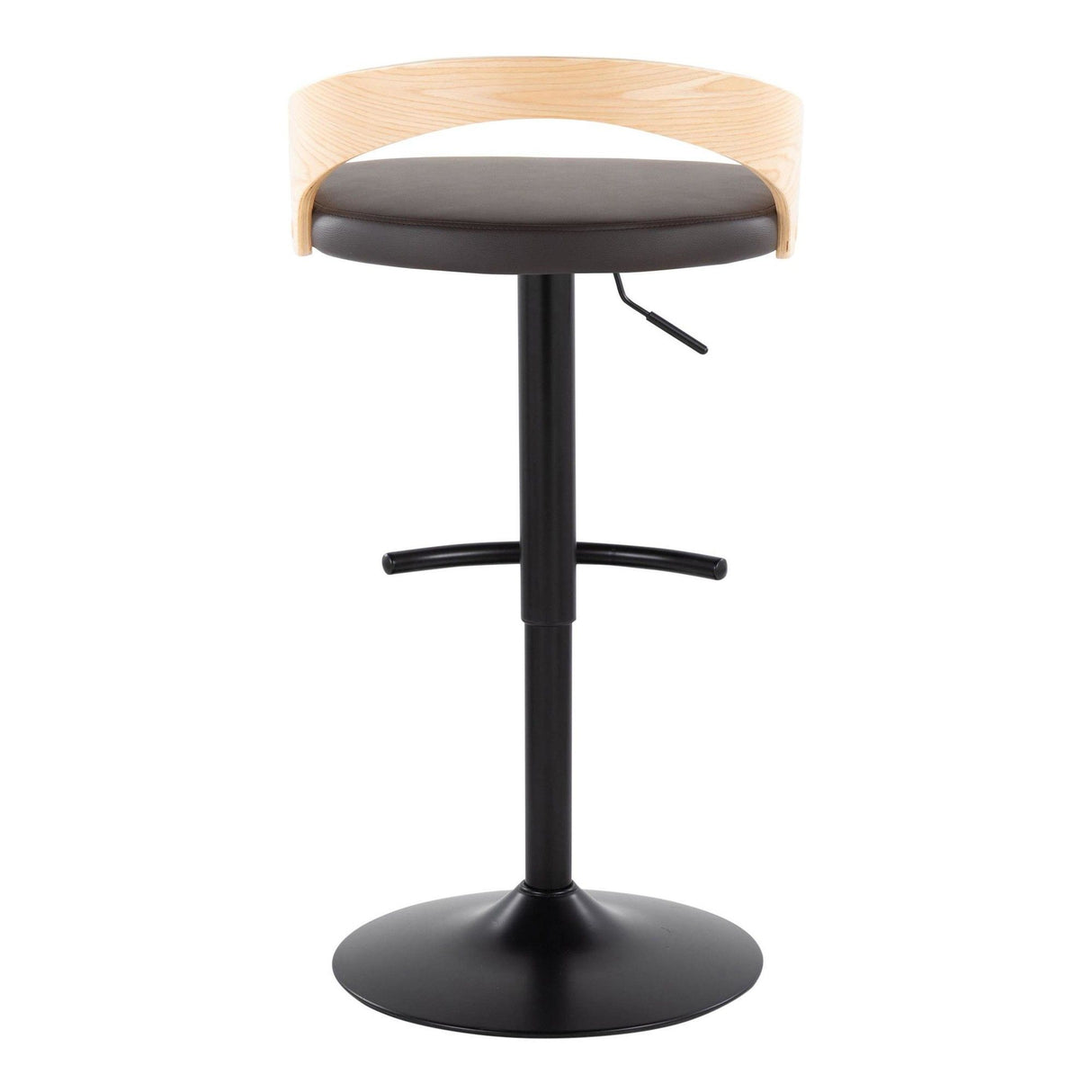 Grotto - Adjustable Barstool - Black Metal, Natural Wood
