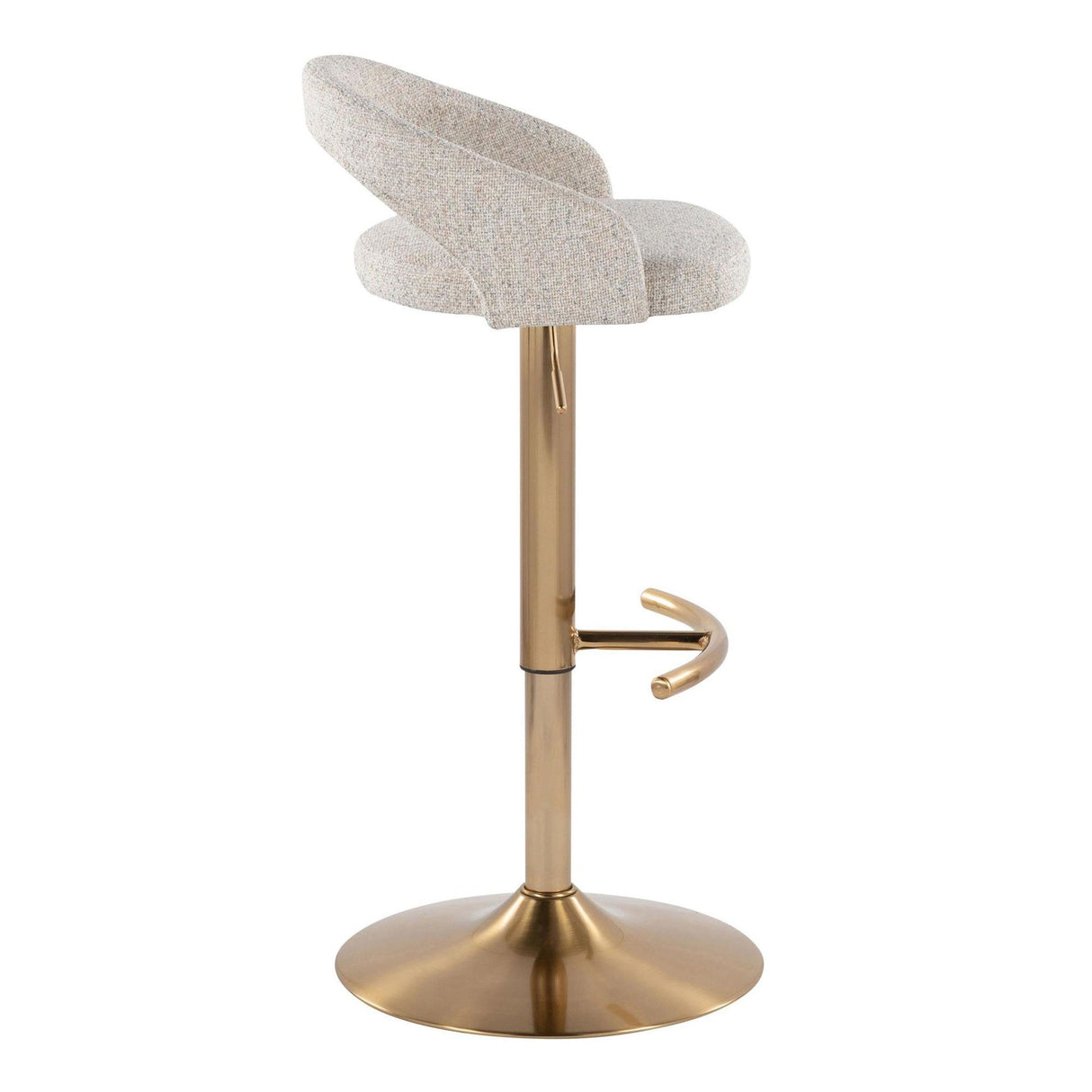 Grotto - Upholstered Adjustable Barstool - Gold Metal Base