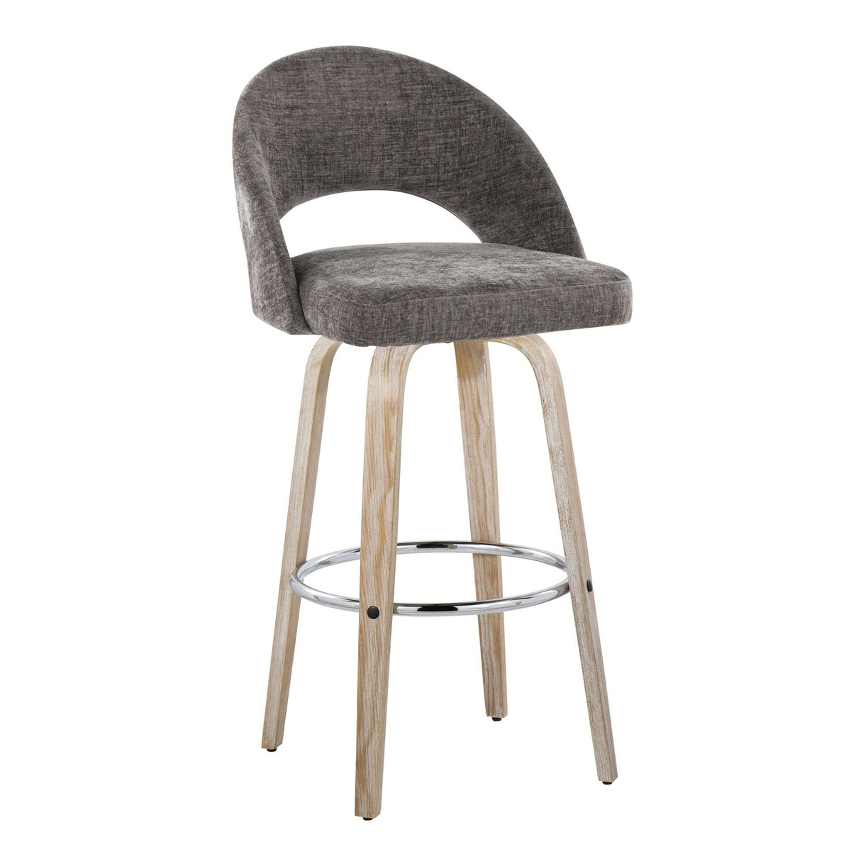 Renee - Upholstered Fixed-Height Barstool (Set of 2) - Whitewashed Wood
