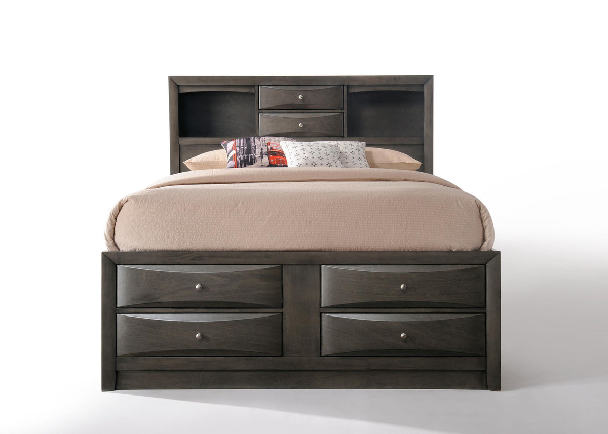 Ireland - Queen Bed With Storage - Gray
