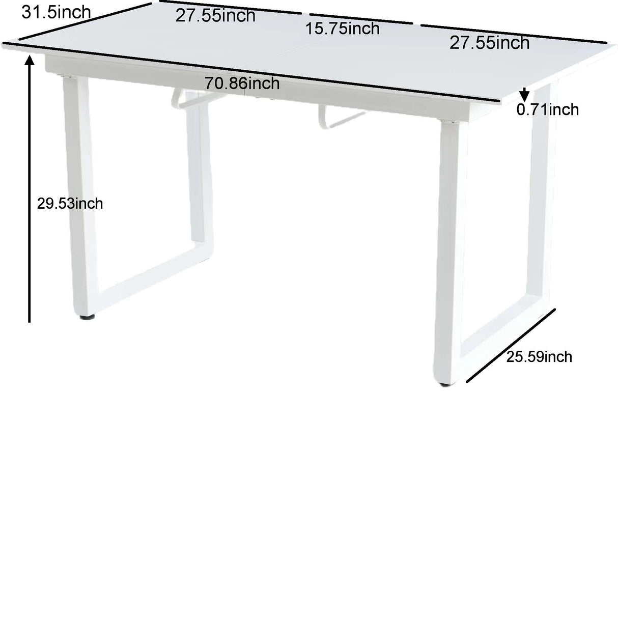 Square Extendable Dining Table With Metal Leg, Modern Space Saving Kitchen Table For Living Room