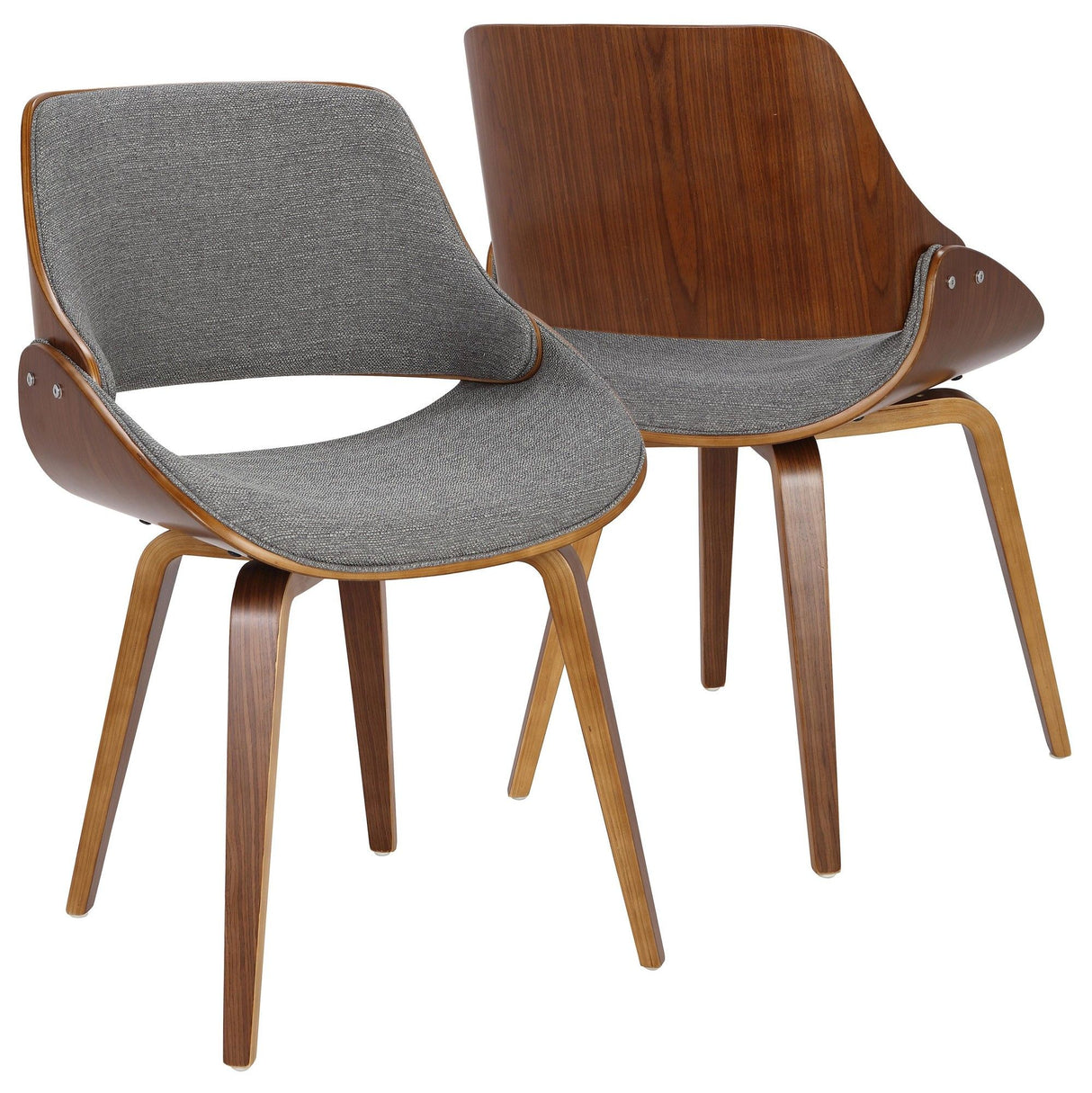 Fabrizzi - Dining / Accent Chair - Walnut And Gray Fabric
