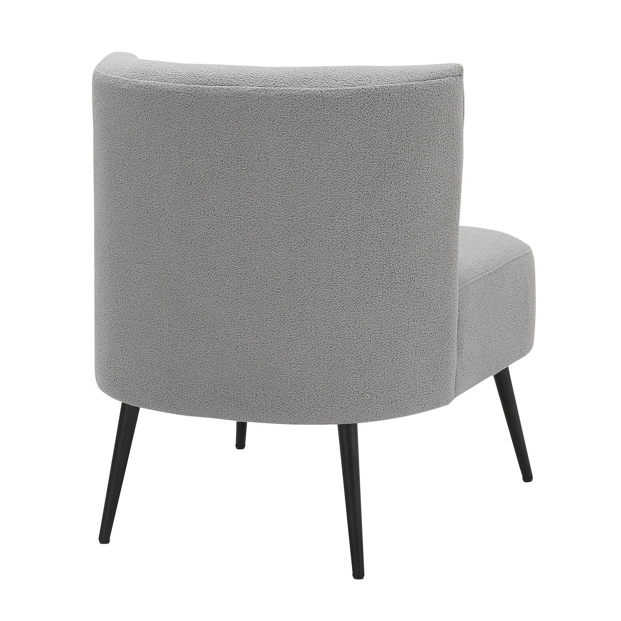 Luna - Contemporary Slipper Chair - Black Metal And Light Gray Sherpa Fabric