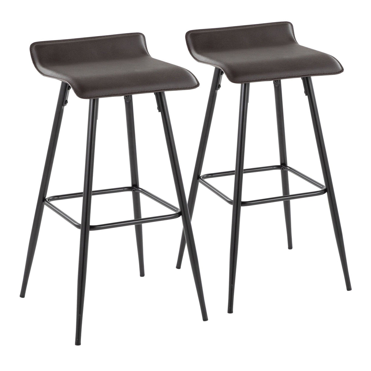 Ale - Contemporary Fixed-Height Barstool (Set of 2) - Black Steel Frame