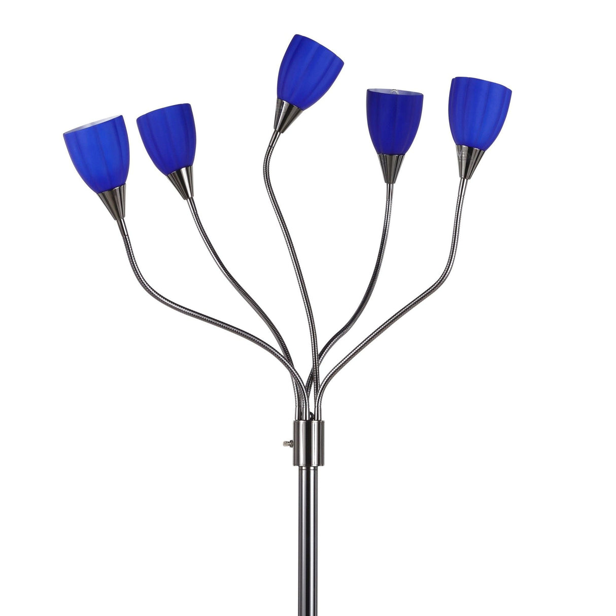 Medusa - Contemporary Floor Lamp - Black Chrome Base And Blue Glass Sconces
