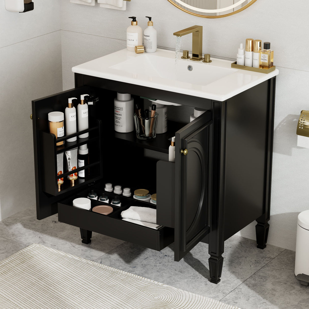 Bathroom Vanity With Sink With 2 Doors And Adjustable Shelf