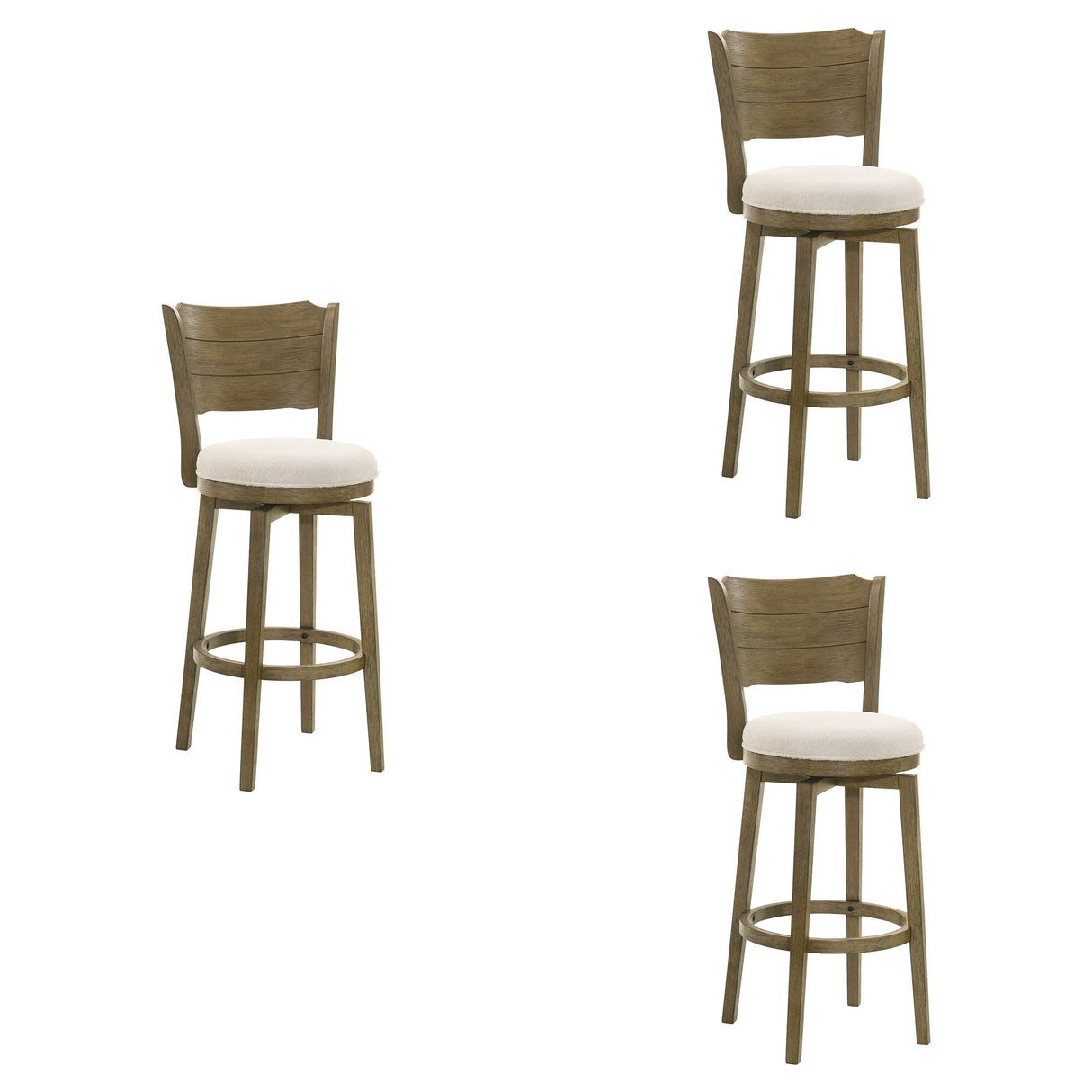 Winsley - Coastal Modern Swivel Wood Bar Height Kitchen Bar Stool