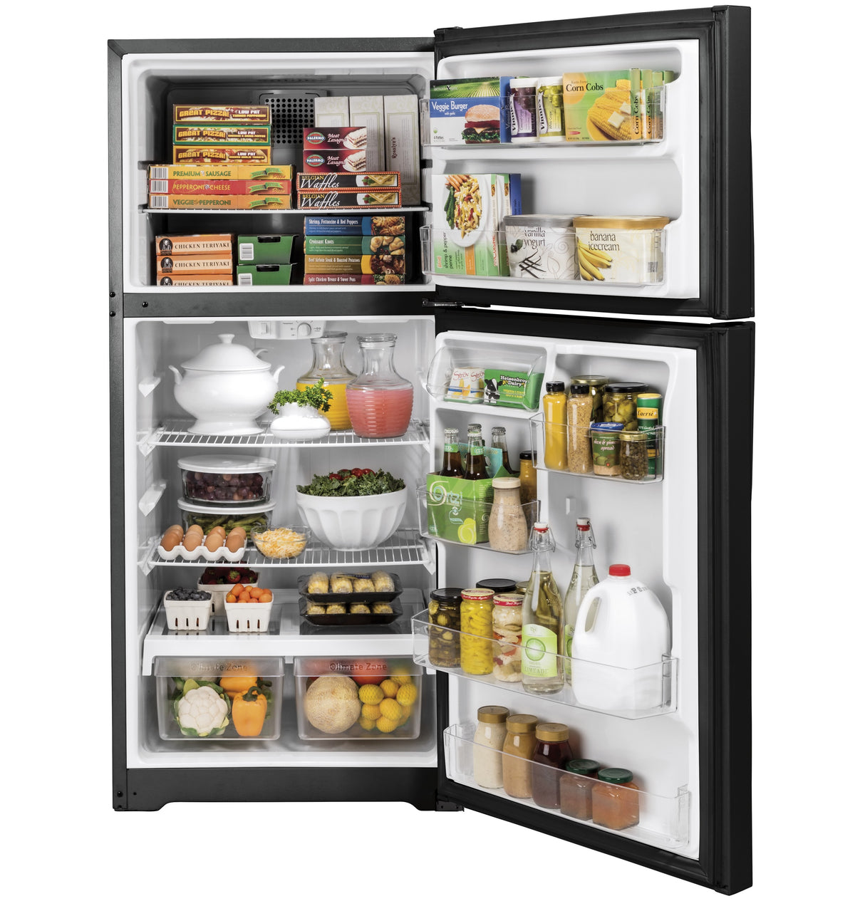 GE GTE19DTNRBB - 19.2 Cu. Ft. Top-Freezer Refrigerator - Black